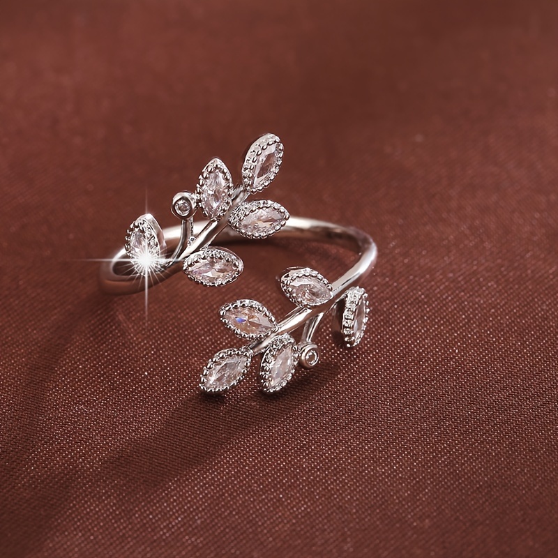 Women's Adjustable Rustic Branch Design Ring with Zirconia